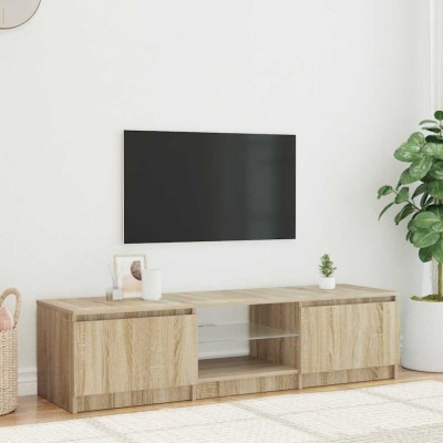 vidaXL Comodă TV cu lumini LED, stejar fumuriu, 140x40x36 cm 822681 foto