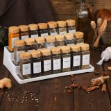 Cumpara ieftin Set 24 borcane condimente din Sticlă, cu Capace Bambus, Etichete reutilizabile, Perie Curățare și P&acirc;lnie - Organizator Bucătărie Elegant și Practic, Oem