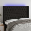 VidaXL Tăblie de pat cu LED, negru, 163x16x118/128 cm, textil 3124392