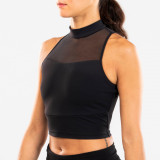 Maiou Crop top cu guler &icirc;nalt negru damă