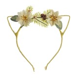 Bentita aurie cu urechi si flori decorative