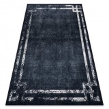 ANDRE 1486 covor lavabil Cadru vintage anti-alunecare - negru si alb, 120x170 cm