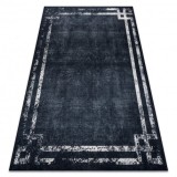 ANDRE 1486 covor lavabil Cadru vintage anti-alunecare - negru si alb, 160x220 cm