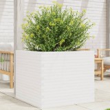 Cumpara ieftin Jardinieră de grădină, alb, 80x80x68,5 cm, lemn masiv de pin