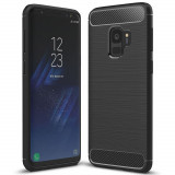 Husa pentru Samsung Galaxy S9, Techsuit Carbon Silicone, Black