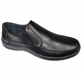 Pantofi lati usori piele naturala negri talpa cusuta EPA