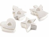 Set 4 suporturi lumanari portelan alb auriu cm 6,5 x 8,5 x 3 H