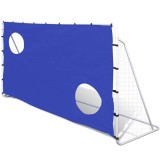 Poartă fotbal cu perete țintă 240x92x150cm oțel calitate &icirc;naltă