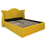 Pat Matrimonial Laura tapitat cu somiera rabatabila diverse dimensiuni, culoare Galben - 160x200