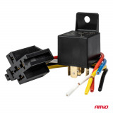 Releu auto cu 5 pini, 12V, 40A + Mufa releu cu cabluri, Amio