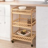Etajera Mobilă din Bambus cu 3 Niveluri - Design Rustic/Modern, CMCLASS
