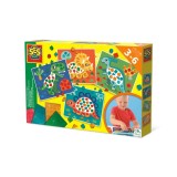 Kit creativ pentru copii cu accesorii incluse- Invat sa creez tablouri cu mozaic tematica dinozauri