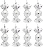 Set de 8 ornamente pentru brad Winwild, plastic, argintiu, 5 x 12 cm