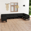 Set mobilier gradina cu perne, 10 piese, negru, lemn masiv pin GartenMobel Dekor, vidaXL