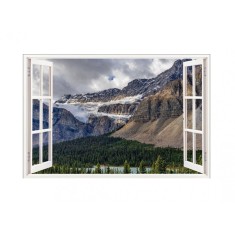 Sticker decorativ, Fereastra 3D, Munte, 85 cm, 693STK