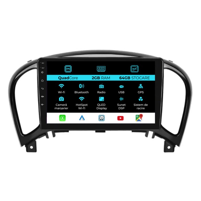 Navigatie Dedicata Nissan Juke (2010-2017), 9Inch, 2Gb Ram, 64Gb Stocare, Carplay