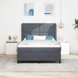 Cumpara ieftin Pat cu arcuri cu headboard Gri inchis 200 x 140 cm Catifea