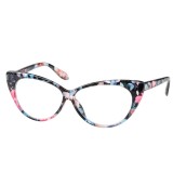 Ochelari de dama Cat Eyes lentila transparenta fara dioptrii model inflorat, Femei, Ochi de pisica