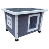 @Pet Casă de pisici de exterior, gri și alb, 57x45x43 cm, lemn, @Pet