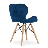 Scaun stil scandinav, Artool, Lago, catifea, lemn, bleumarin, 48x52.5x74 cm