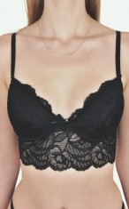 Sutien Push-Up cu Dantelă Florală S116 - 85B - Negru