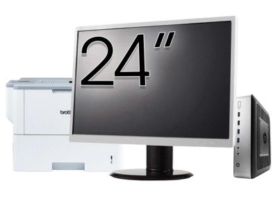 Pachet PC Second Hand HP T730 Thin Client, AMD RX-427BB 2.70-3.60GHz, 8GB DDR3, 32GB SSD Flash + Monitor 24&amp;amp;quot; &amp;amp; Imprimanta Brother HL-L6300DW NewT foto