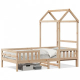 VidaXL Cadru de pat cu acoperiș, alb, 80x200 cm, lemn masiv de pin