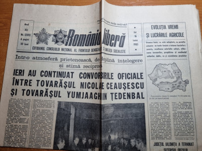 romania libera 16 iunie 1983-ceausescu vizita la muzeul de istorie,fabrica APACA foto