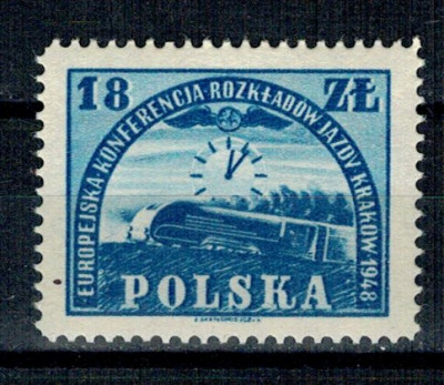 Polonia 1948 - Conferinta cai ferate, tren, neuzat foto