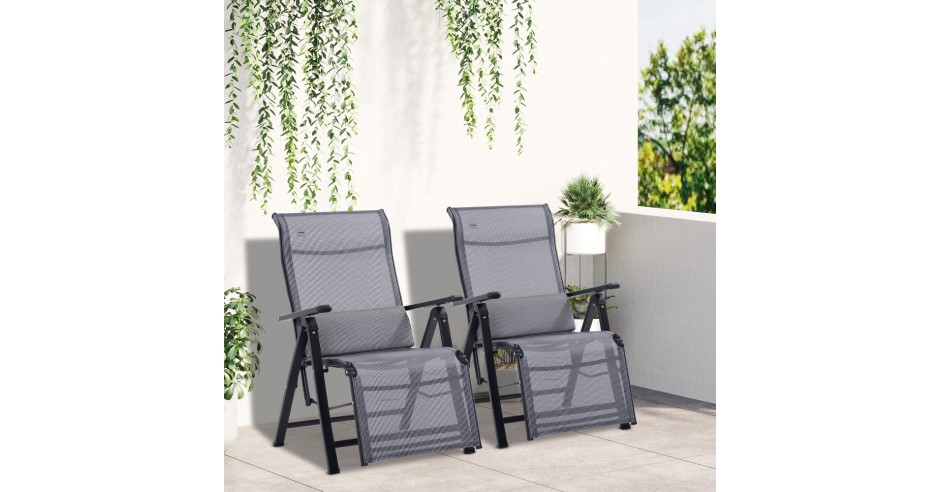 Outsunny Scaun Rabatabil de Gradina Zero Gravity Set 2 Piese cu Spatar ...