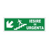 Indicator evacuare &bdquo;Ieșire de urgență&rdquo; cu săgeată st&acirc;nga jos