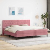 vidaXL Cadru de pat cu saltea cu headboard Roz 200 x 200 cm Catifea 3415075