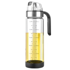 Sticla de ulei etansa cu deschidere inchidere, Cyrax, Dispenser de ulei de bucatarie, Sos de soia, Otet, 500 ml, Transparent foto