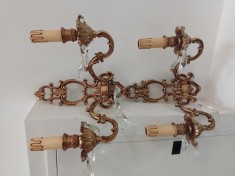 Elegant set de aplice dimensiuni mari din bronz masiv in stilul francez cu elemente din cristal ,stare excelentă,
