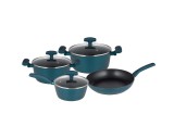 Cumpara ieftin Set vase de gatit Michelino, 7 piese, aluminiu forjat, acoperire antiaderenta, turcoaz