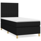 Cumpara ieftin Pat box spring cu saltea, negru, 80x200 cm, textil