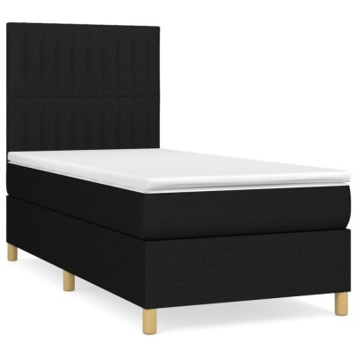 Pat box spring cu saltea, negru, 80x200 cm, textil foto
