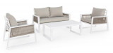 Set mobilier pentru gradina/terasa 4 piese Captiva, Bizzotto, aluminiu/textilena, alb