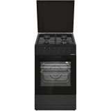 Aragaz mixt HEINNER HFSC-S60LITGC-BK, 4 arzatoare, Dispozitiv de siguranta plita, Cuptor electric, Clasa A, 7 functii, Timer, Grill, Duze GPL incluse,