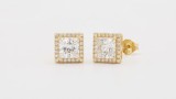 Cercei Argint 925 Aurit Tip Halo Zirconiu Patrat Princess Femei Hipoalergenic Dimensiune 12mm Atcom