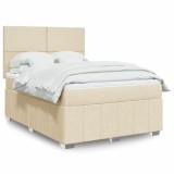 Cumpara ieftin Pat box spring cu saltea, crem, 140x200 cm, textil