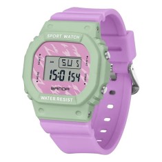 Ceas Copii Sanda 393 Mov-Verde , Design Sport, Digital, Afisaj LED, Rezistent la Apa 5ATM