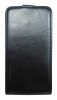 Husa flip neagra (interior bej) pentru Alcatel One Touch X&#039;Pop (OT-5030, OT-5035D, OT-5035E, OT-5035Y), Cu clapeta, Piele Ecologica