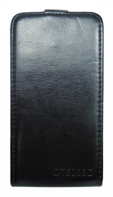 Husa flip neagra (interior bej) pentru Alcatel One Touch X&amp;#039;Pop (OT-5030, OT-5035D, OT-5035E, OT-5035Y) foto