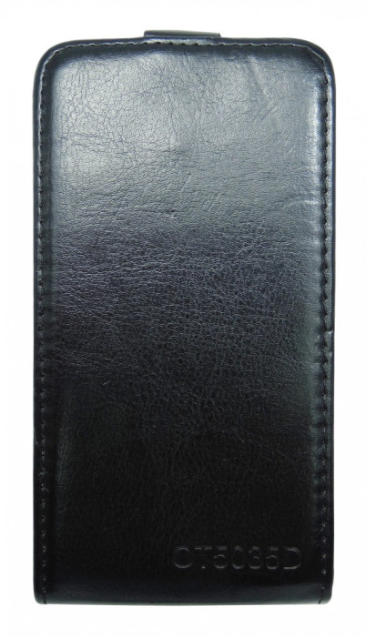 Husa flip neagra (interior bej) pentru Alcatel One Touch X&#039;Pop (OT-5030, OT-5035D, OT-5035E, OT-5035Y)