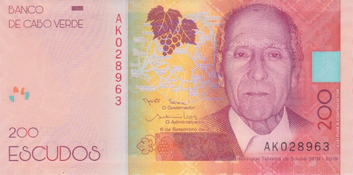 Bancnota Capul Verde 200 Escudos 2019 - PNew UNC