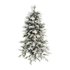 Brad artificial de craciun pulverizat complet alb-tip zapada, 1.5 m inaltime, ramuri bogate, verde