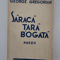 Carte veche 1936 George Gregorian Saraca tara bogata Versuri
