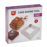 Set 3 Inele Tort Multietajat Patrat Inox, 20cm, 15cm, 10cm - Ustensile Cofetarie, Decupare Blaturi, Montaj Torturi