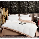 Lenjerie din matase,pat dublu,6 piese,alba crem-A581